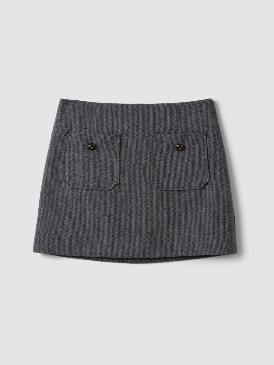 Grey wool-blend and viscose skirt with lining_4