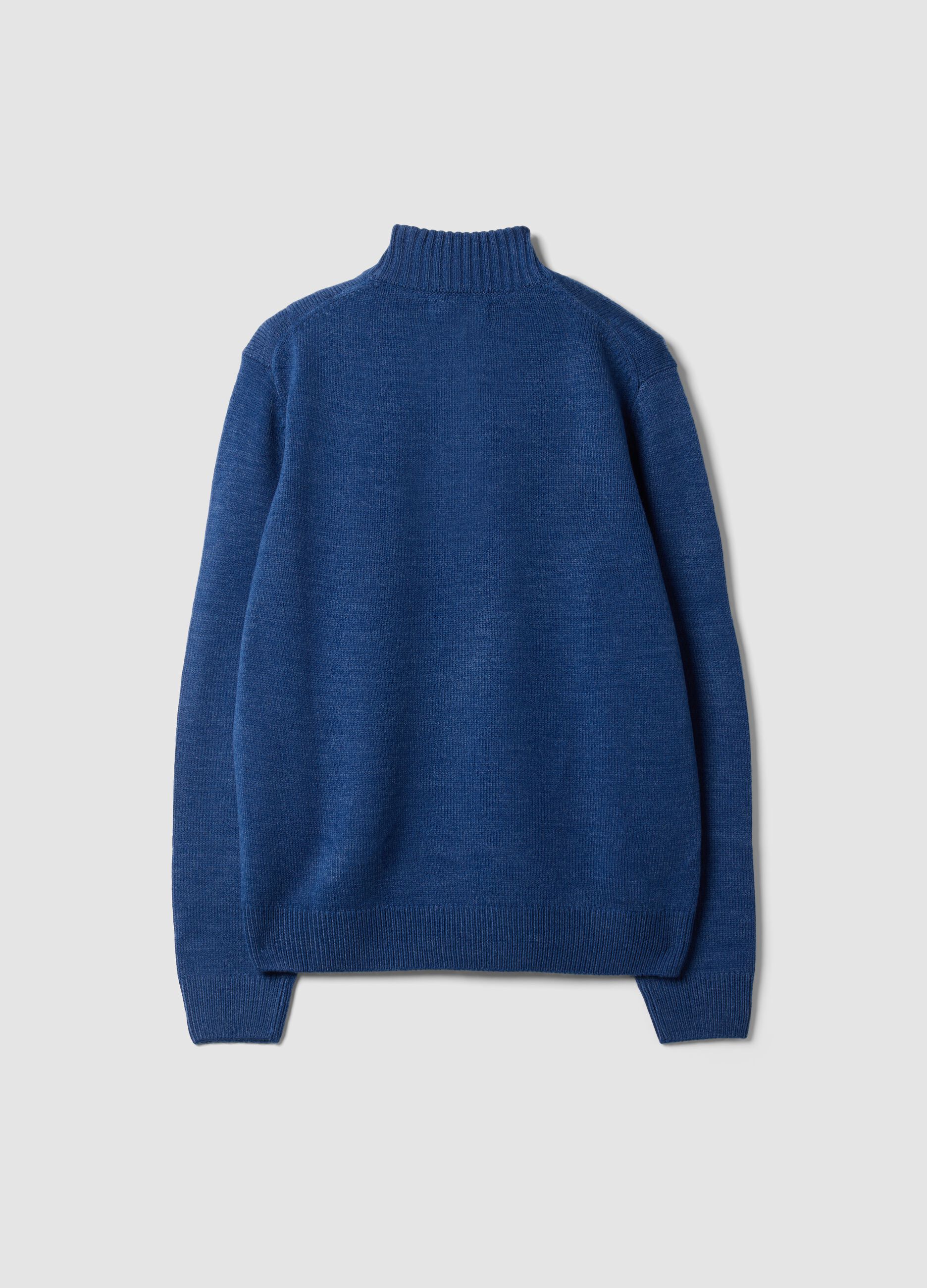 Blue half-zip neck jumper