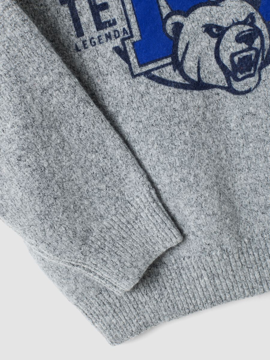 Grey stretch hoodie sweatshirt with print for boys_4