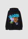 Black cotton-blend hoodie with Los Angeles graffiti print_0
