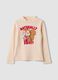 Pink long-sleeve T-shirt with high neck in pure organic cotton_0