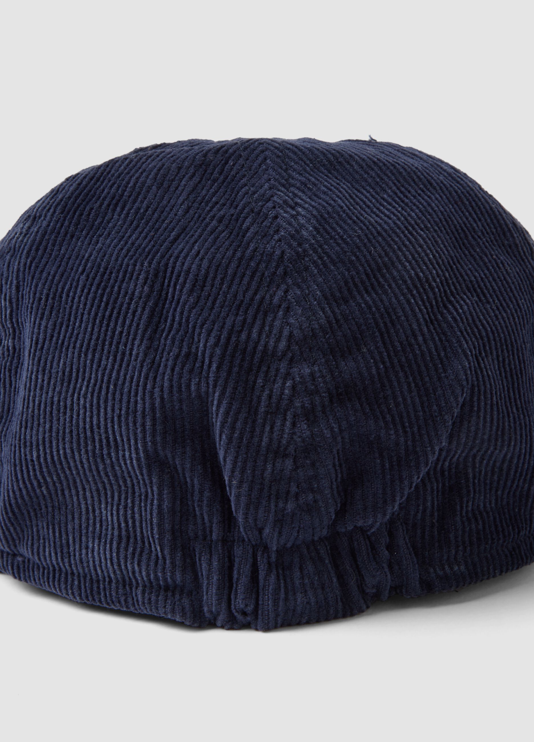 Coppola blu navy in puro cotone a costine