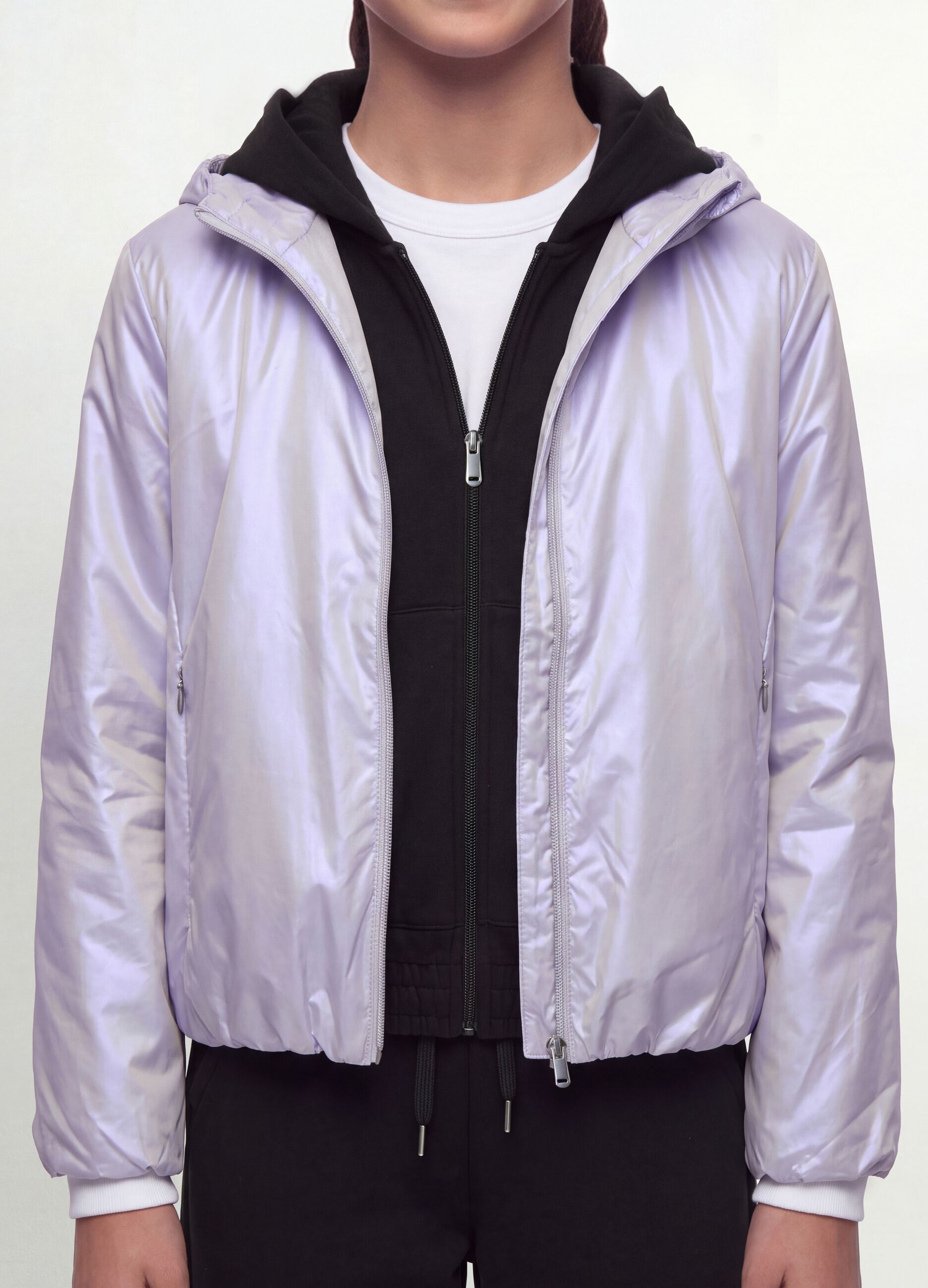 Girls&rsquo; grey hooded rain jacket with zip
