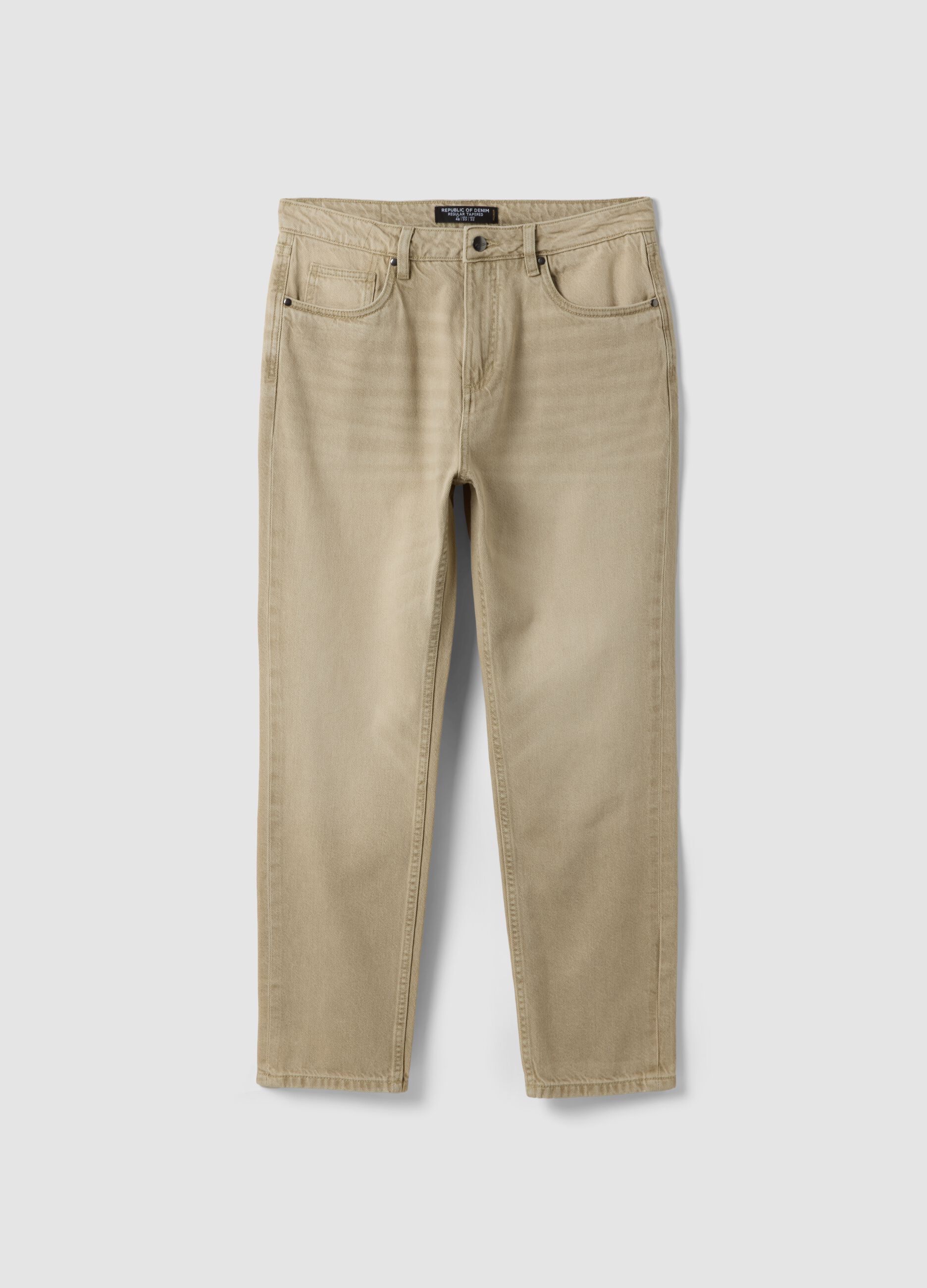 Jeans beige in misto cotone e lyocell regular tapered