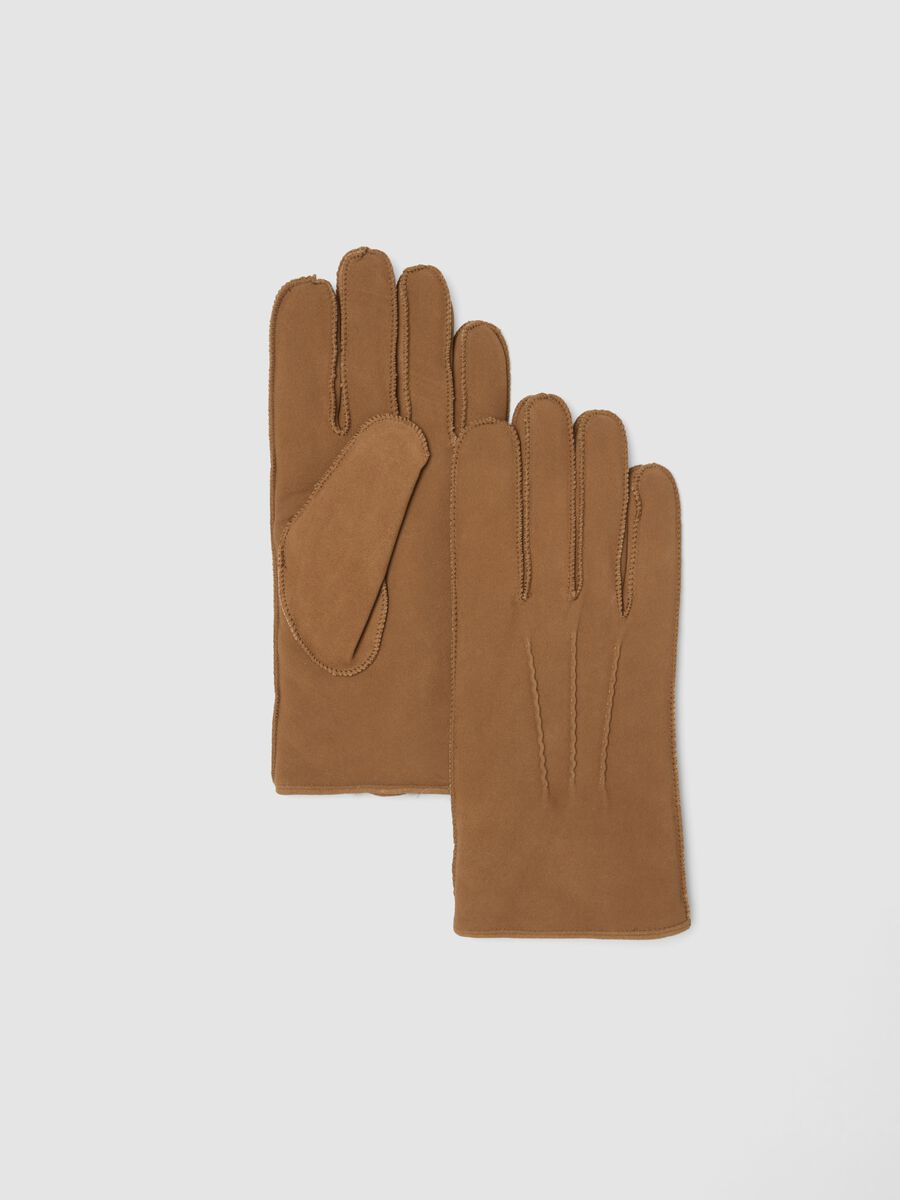Brown gloves in pure leather_0