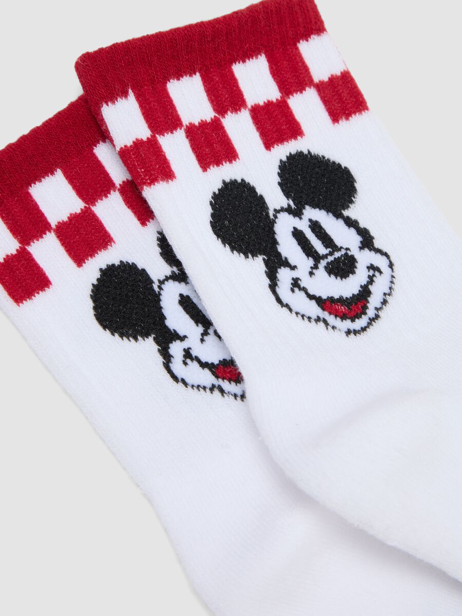 2-pack of grey and white short socks in stretch organic cotton with Mickey print_2