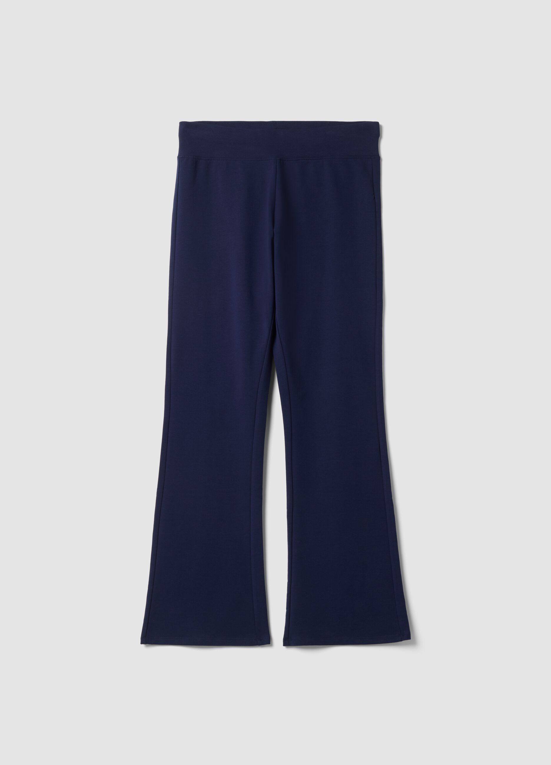 Blue bootcut trousers in stretch cotton
