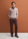 Beige long-sleeve pure cotton polo shirt_1