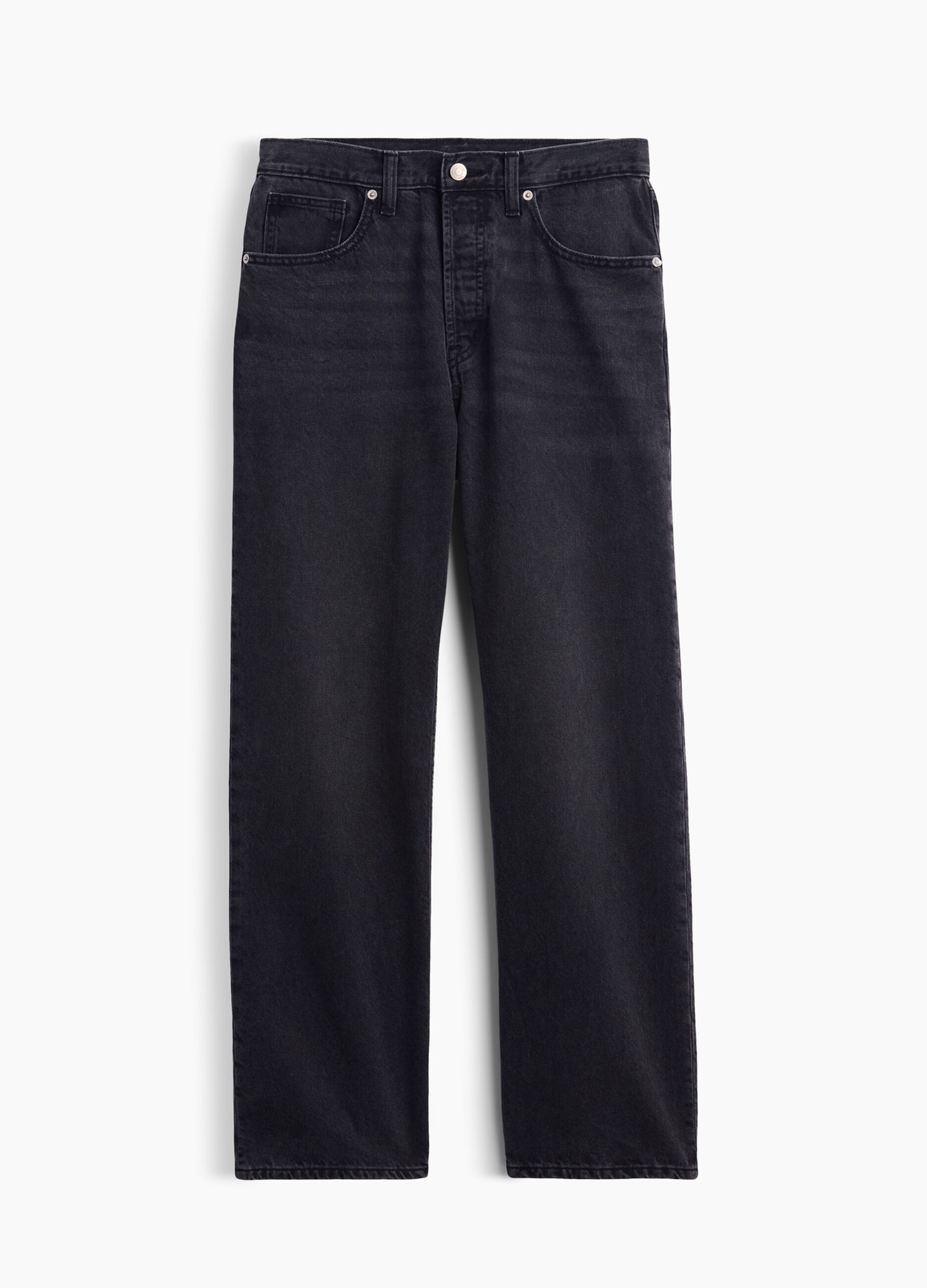 Black straight-leg pure cotton jeans (oversized fit)