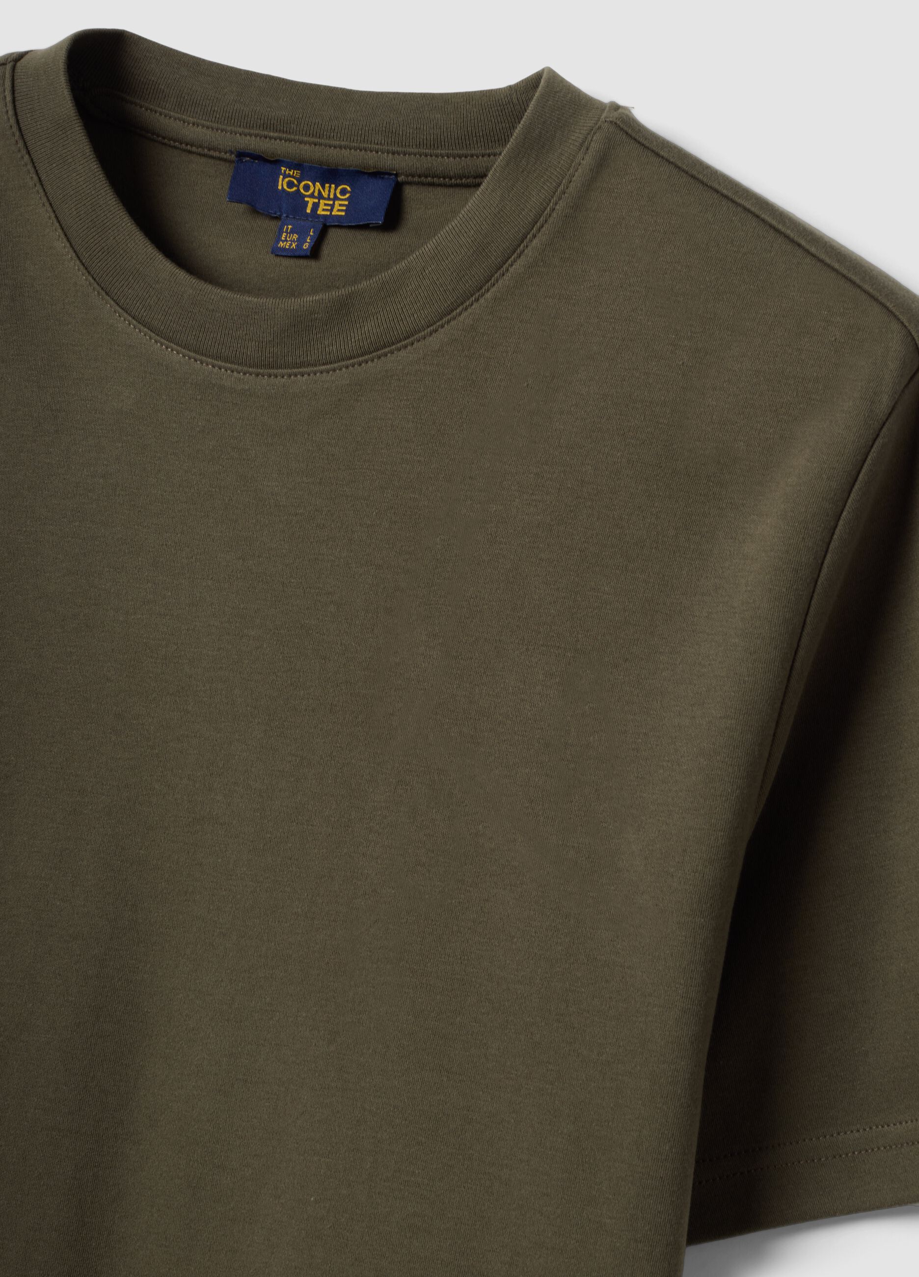 تي شيرت The Iconic Tee أخضر من قطن خالص بأكمام قصيرة وقصّة عادية