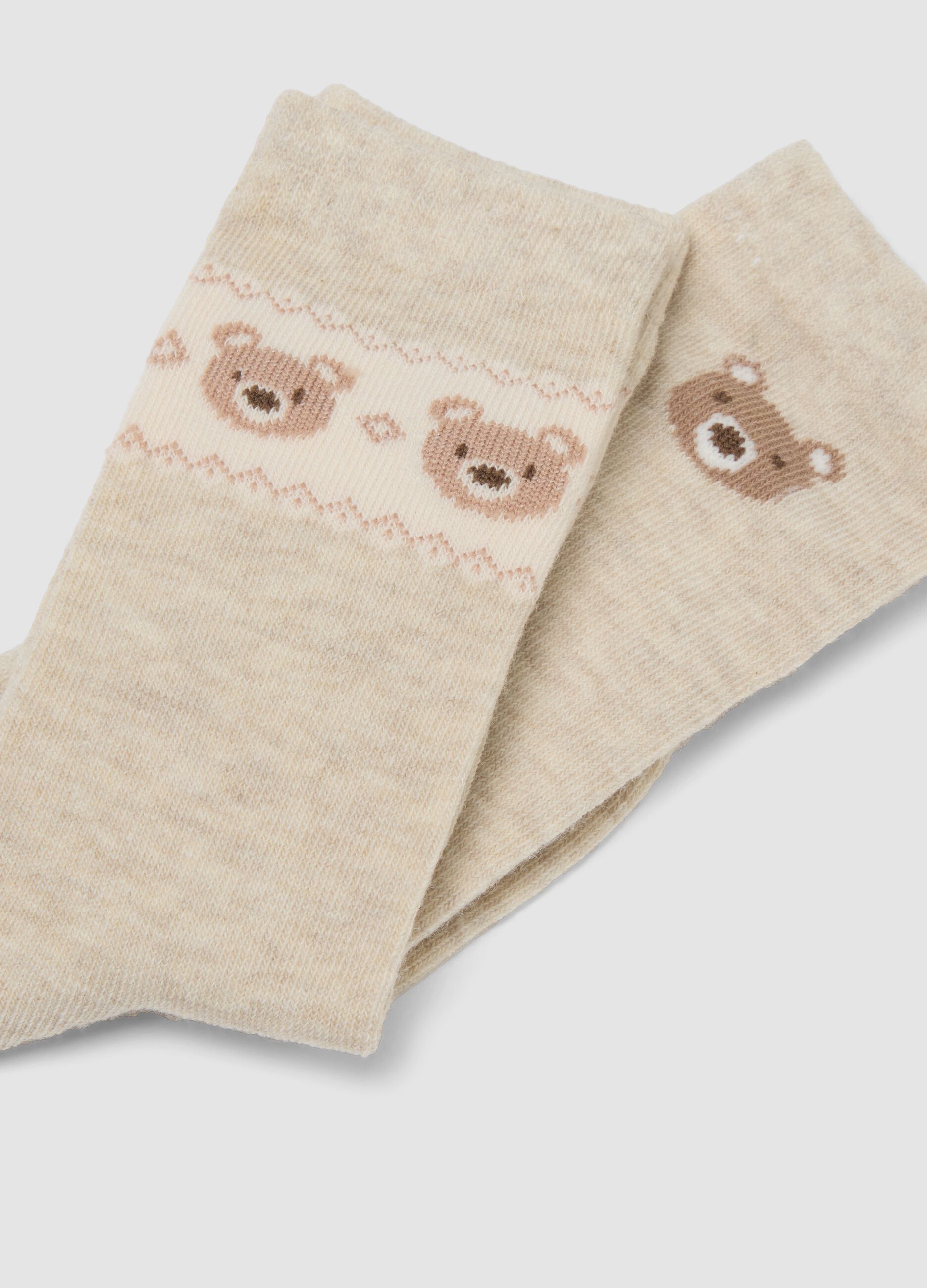 Tripack di calze lunghe beige in cotone organico elasticizzato