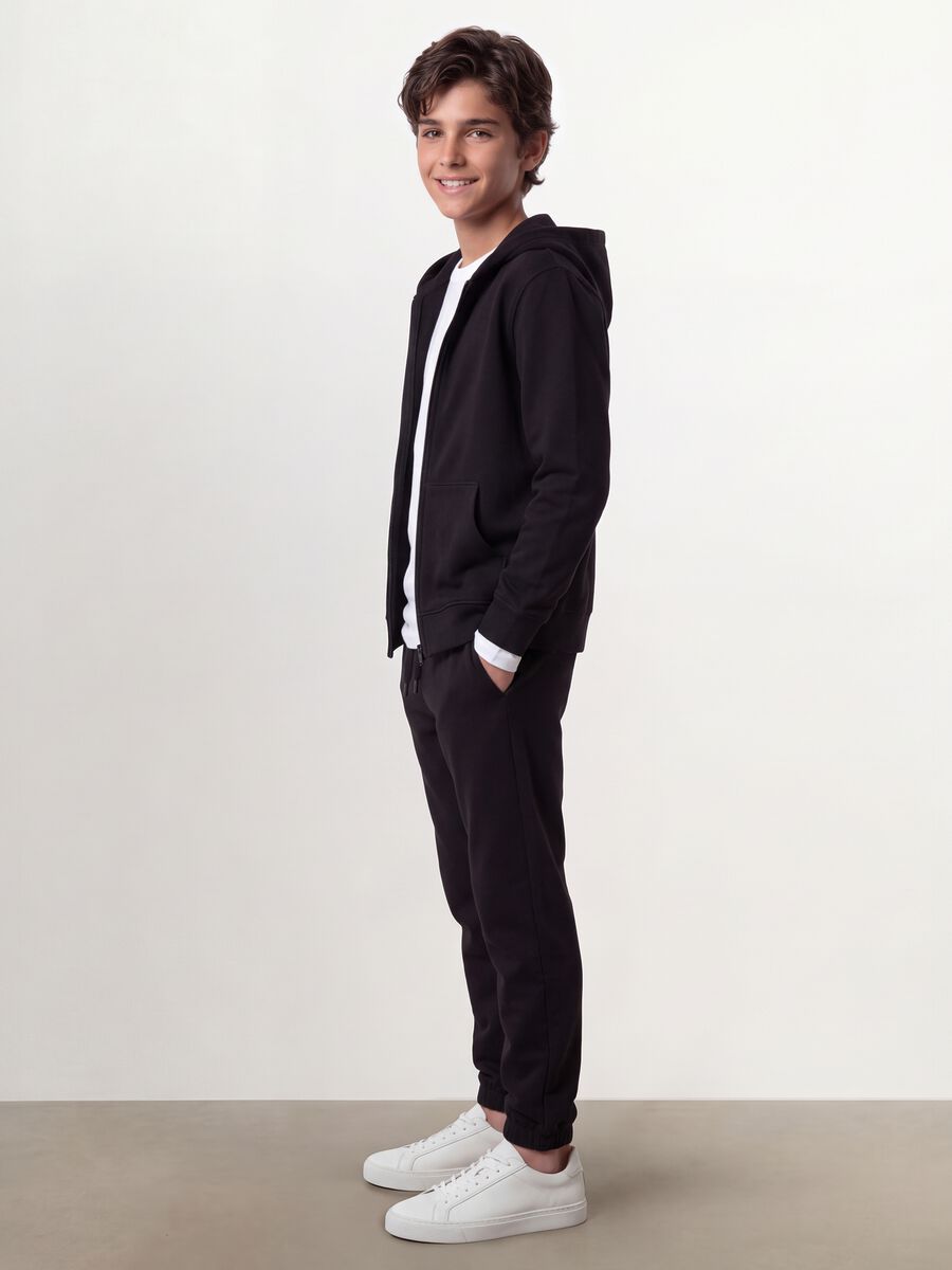 Black pure organic cotton joggers with drawstring for boys_0