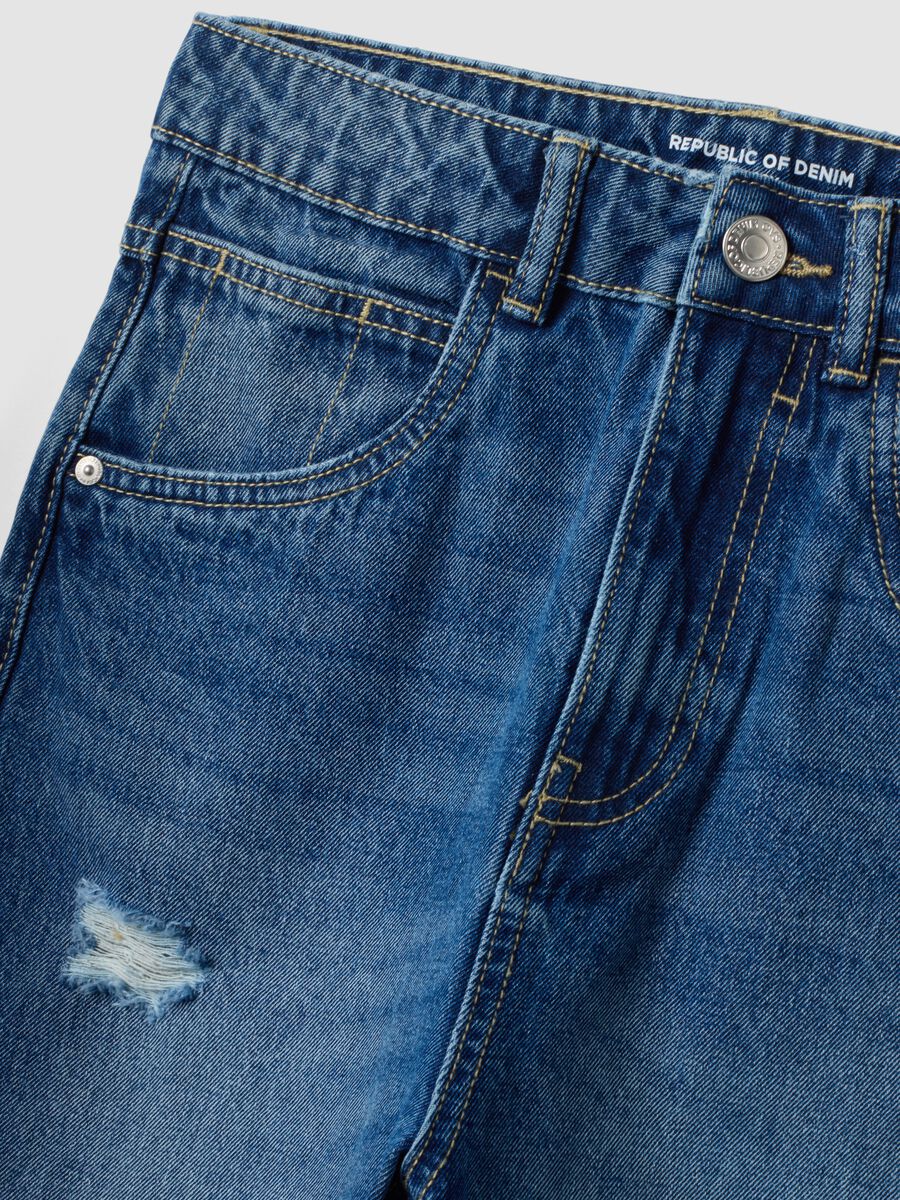 Blue baggy pure cotton ripped jeans for boys_4