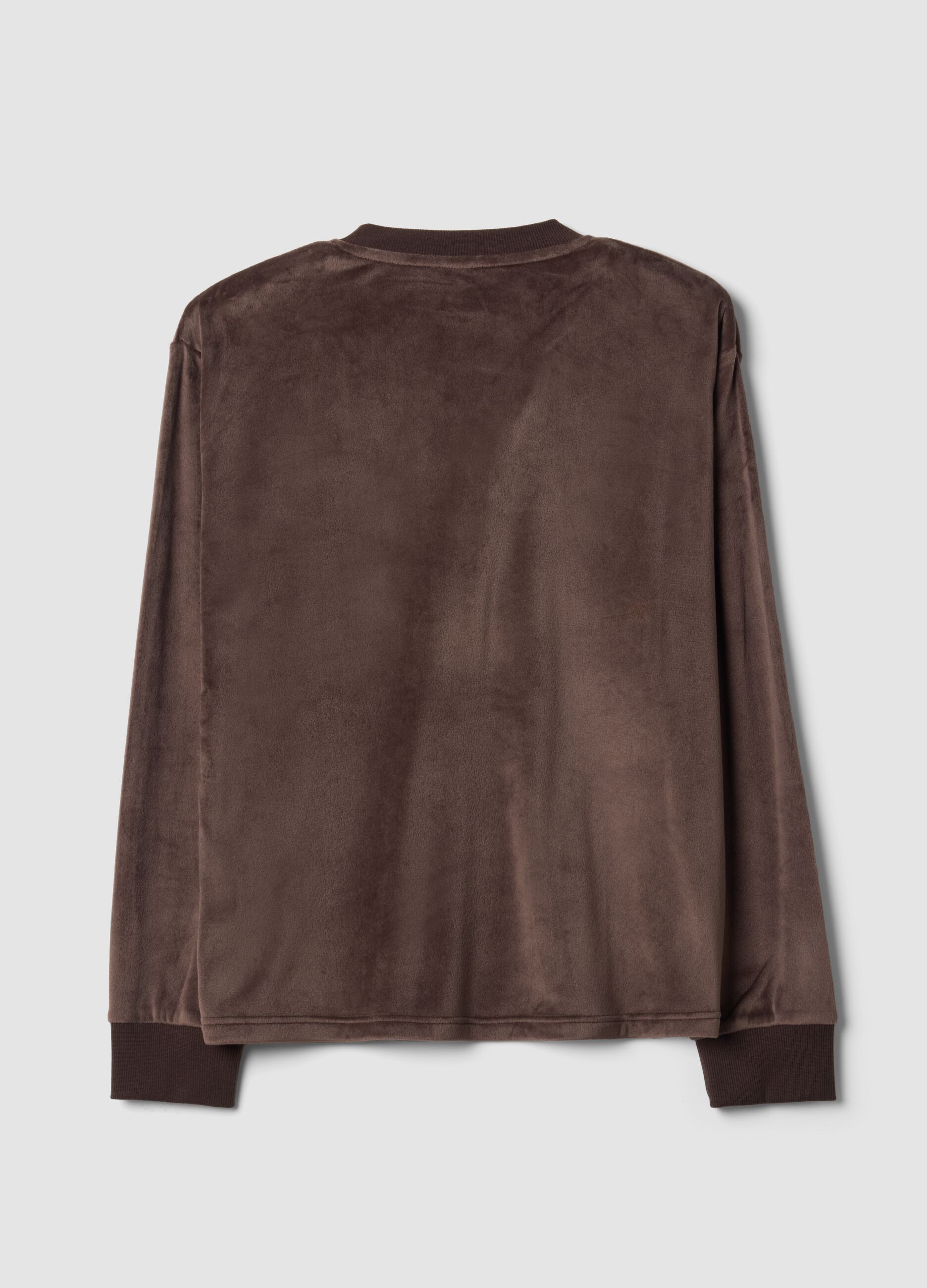 Brown stretch V-neck pyjama top