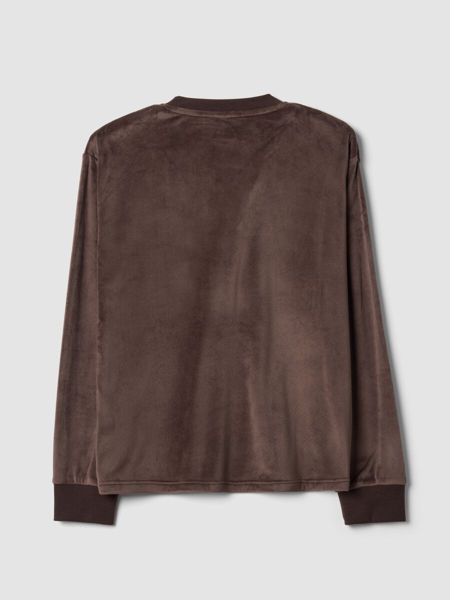 Brown stretch V-neck pyjama top_1