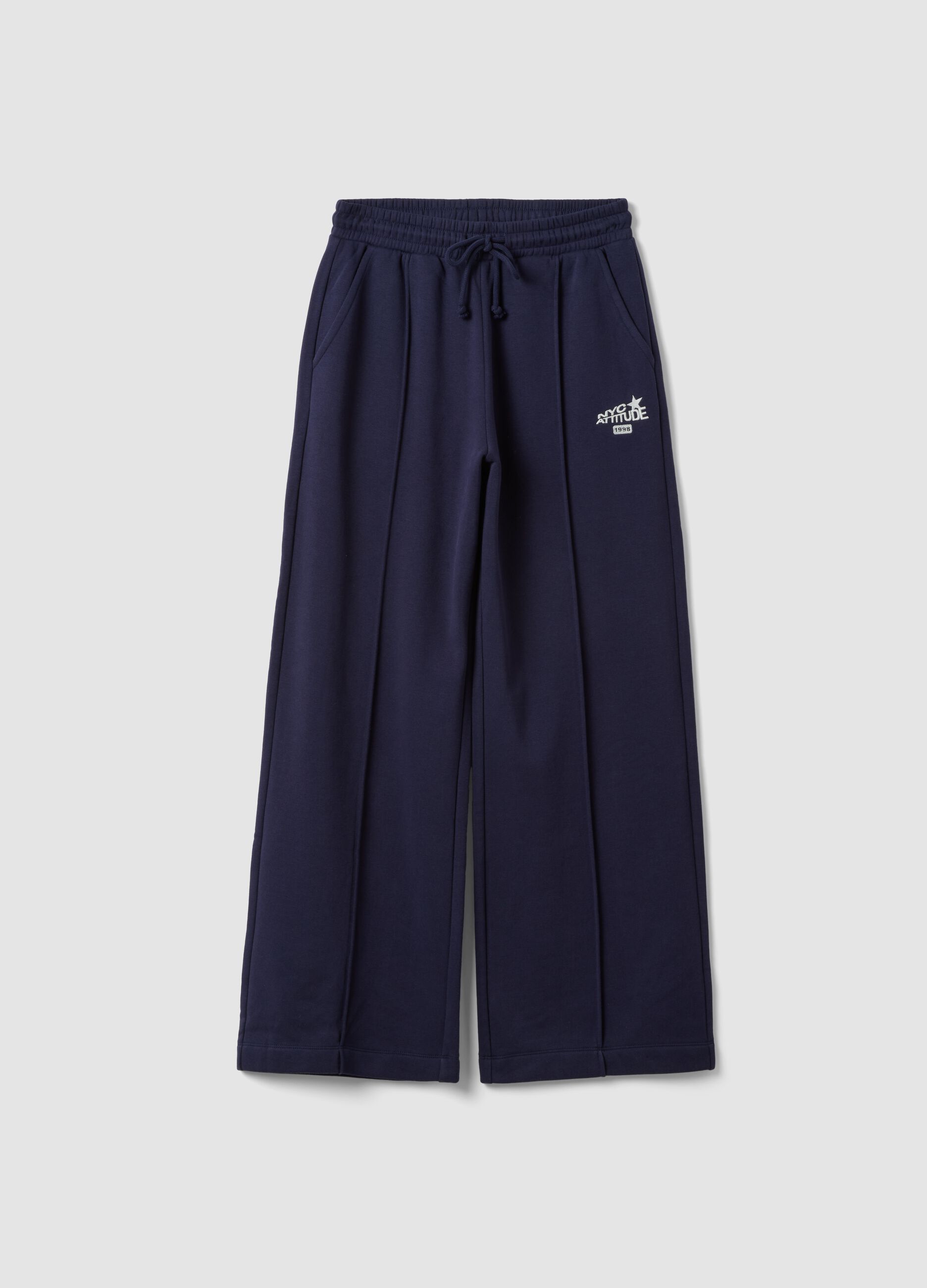 Blue cotton-blend straight-fit joggers