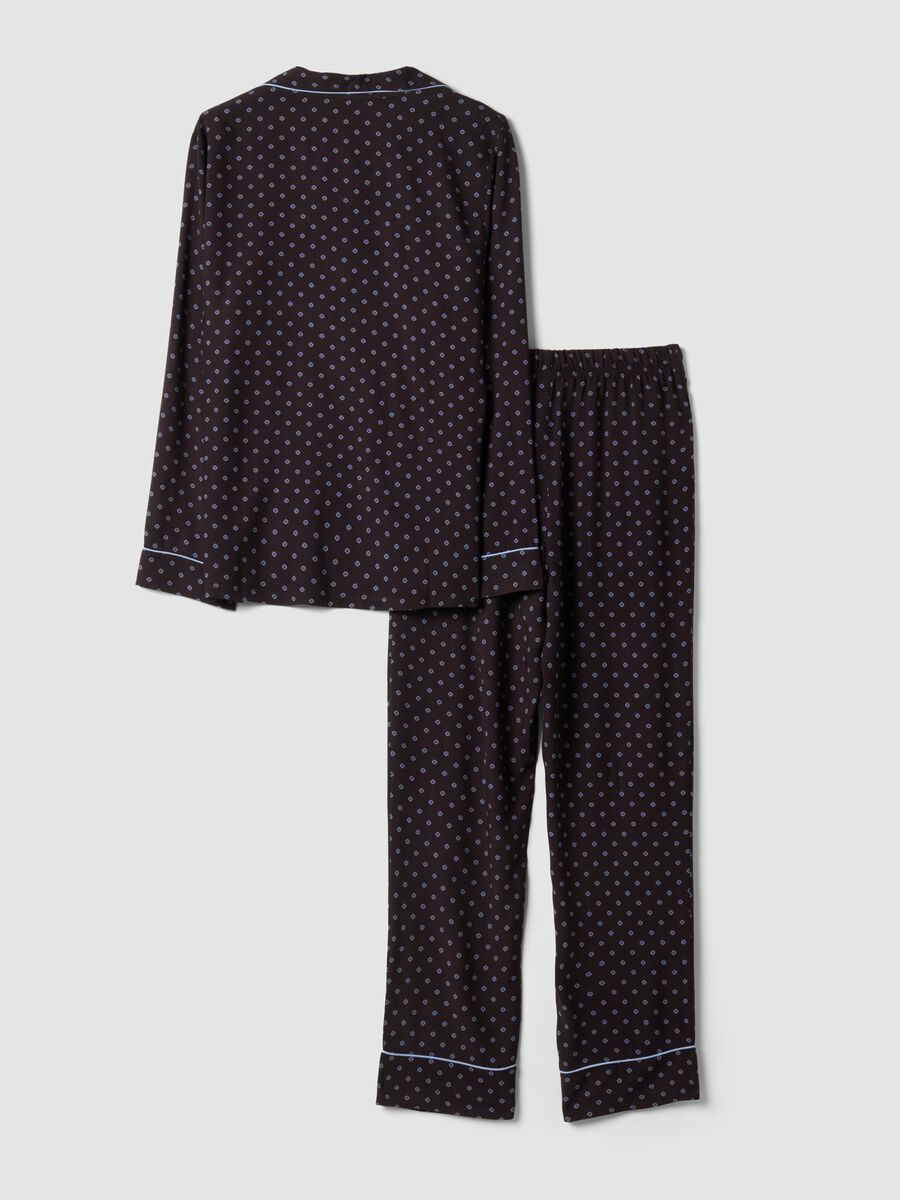 Brown pure viscose V-neck patterned pyjamas_2