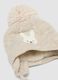 Cappello beige melange in misto lana con pompon_2