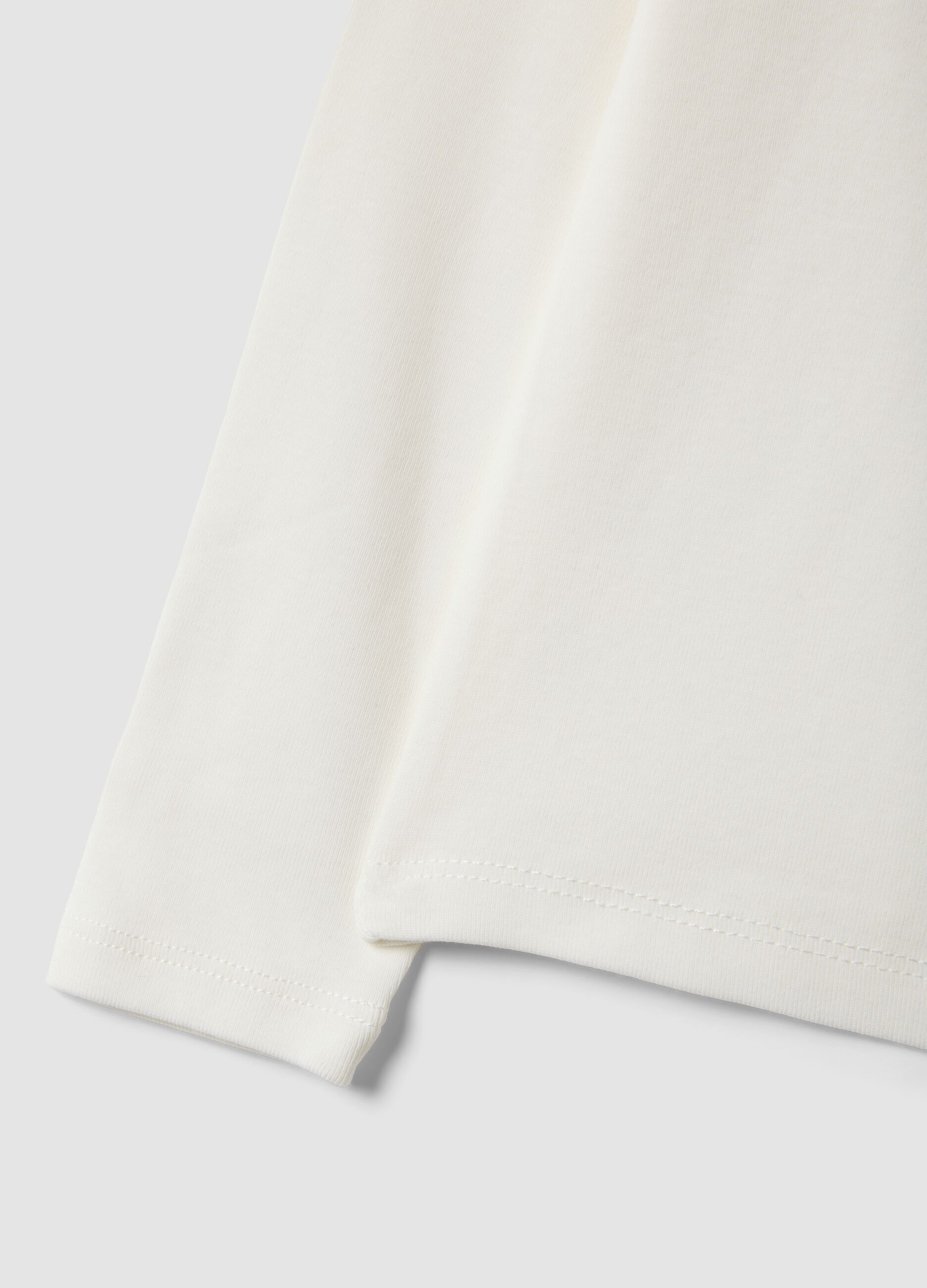 White stretch organic cotton printed T-shirt for girls