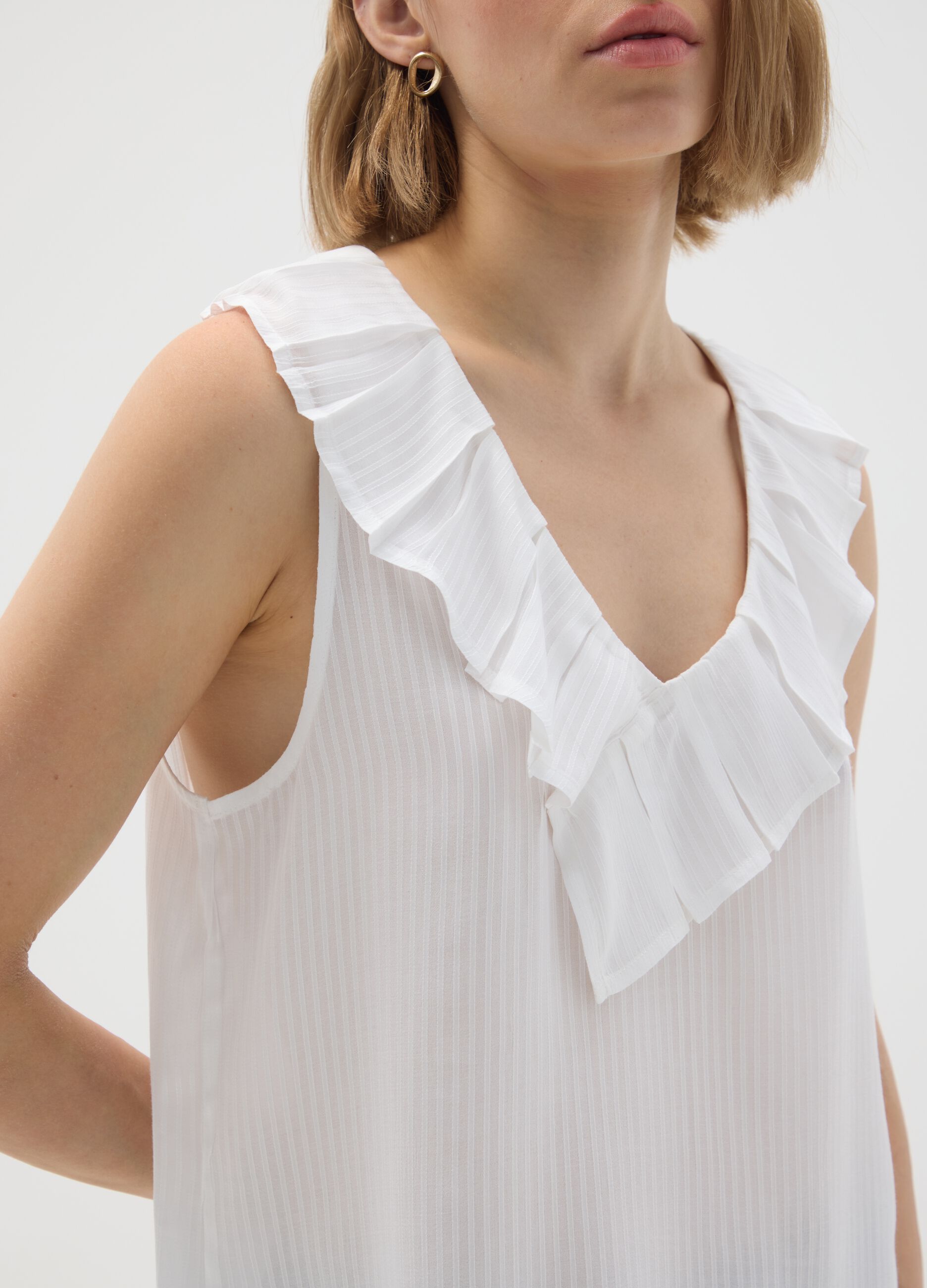 White Pure Viscose Oversized Blouse
