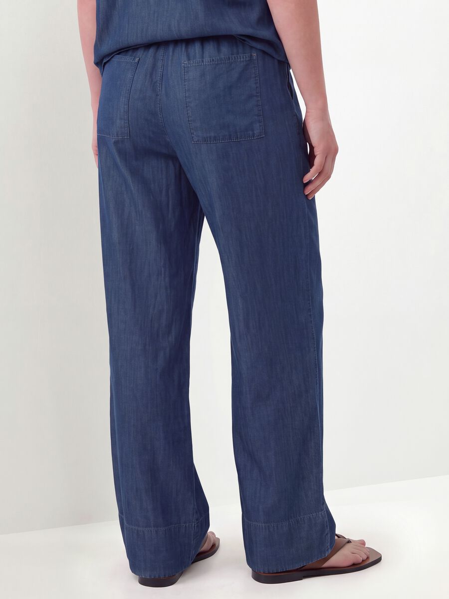 Blue pure lyocell trousers with elasticated waist, regular fit_3
