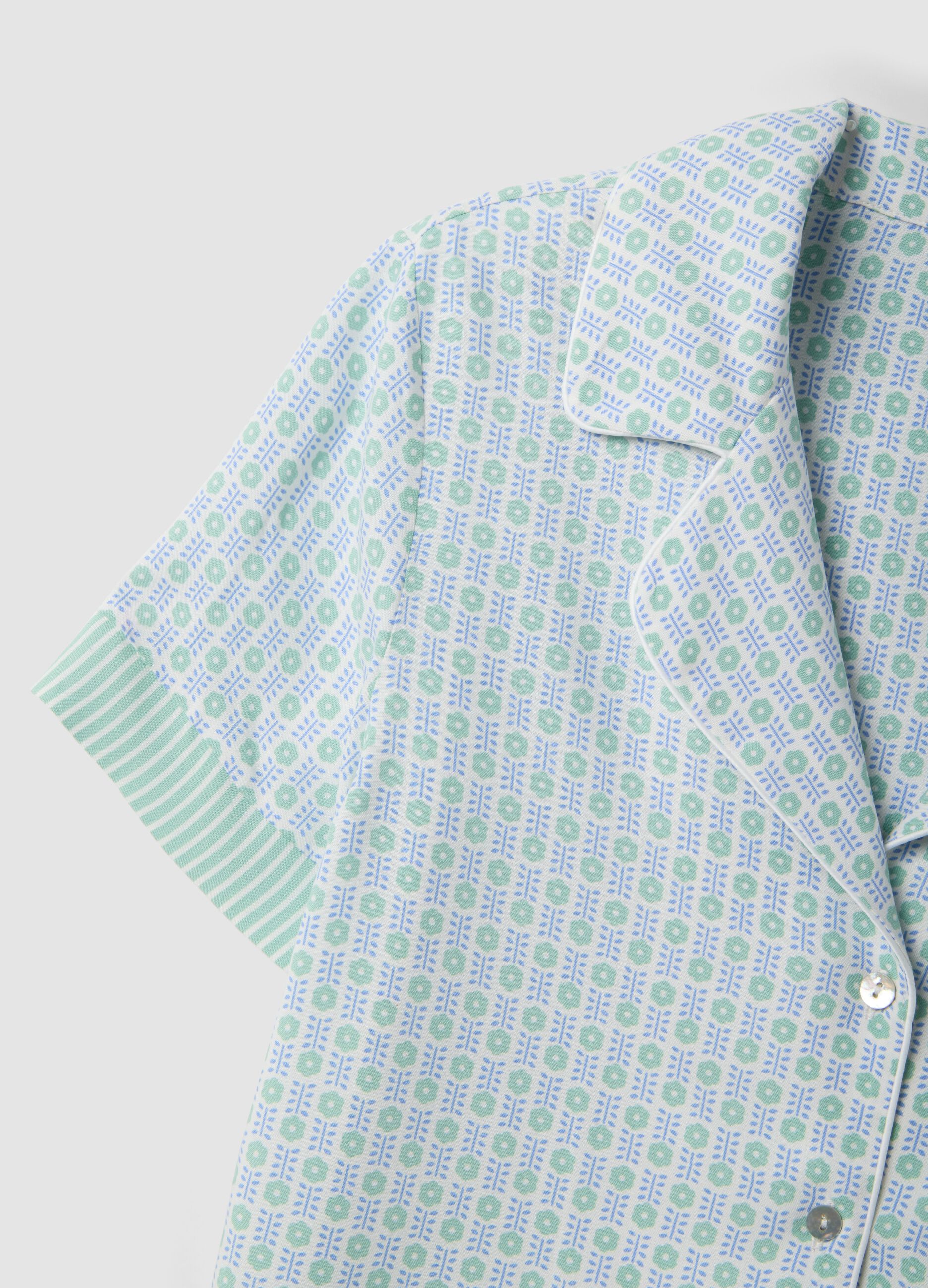 Multicolour pure viscose pyjama shirt, regular fit with design