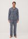 White and blue organic cotton flannel pyjamas, regular fit_0