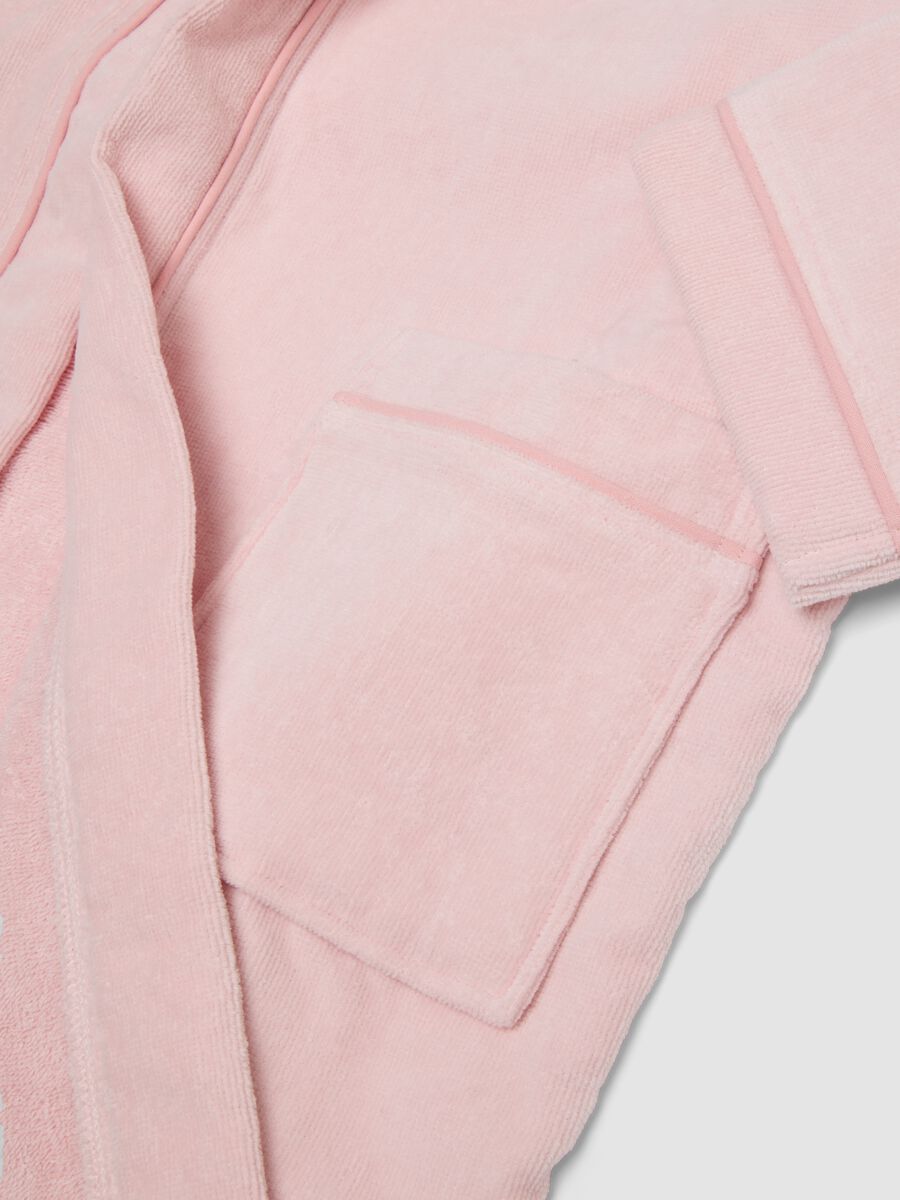 Pink organic cotton hooded bathrobe for girls_3
