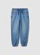 Blue denim jogger jeans in a cotton and viscose blend for boys_0
