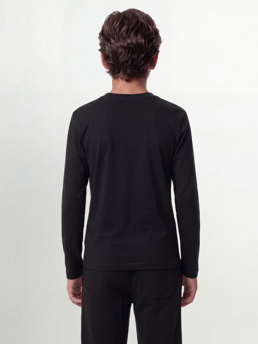Black regular-fit stretch organic cotton T-shirt for boys_1