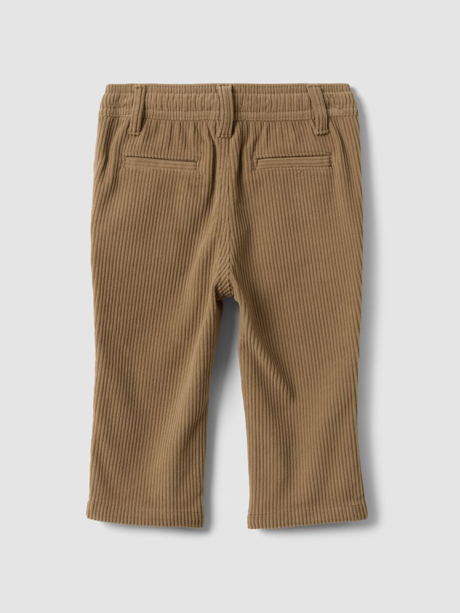 Beige regular-fit chino trousers with elasticated ribbed waistband_1