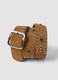 Brown genuine leather belt with studs_2