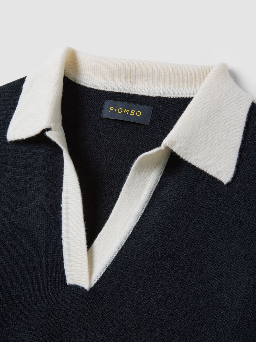Blue wool-blend polo-collar jumper_1