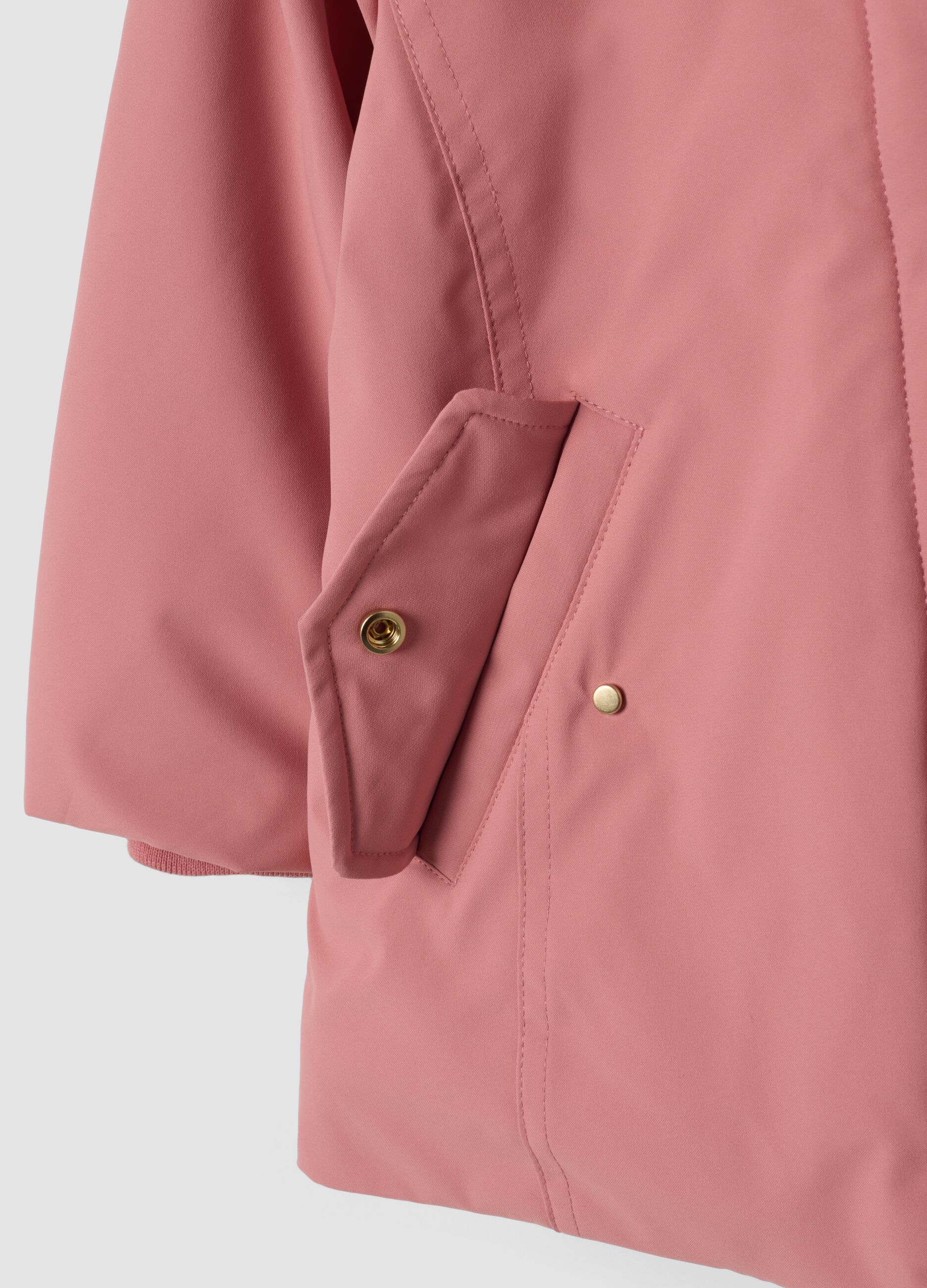 Giacca imbottita rosa con cappuccio e zip idrorepellente