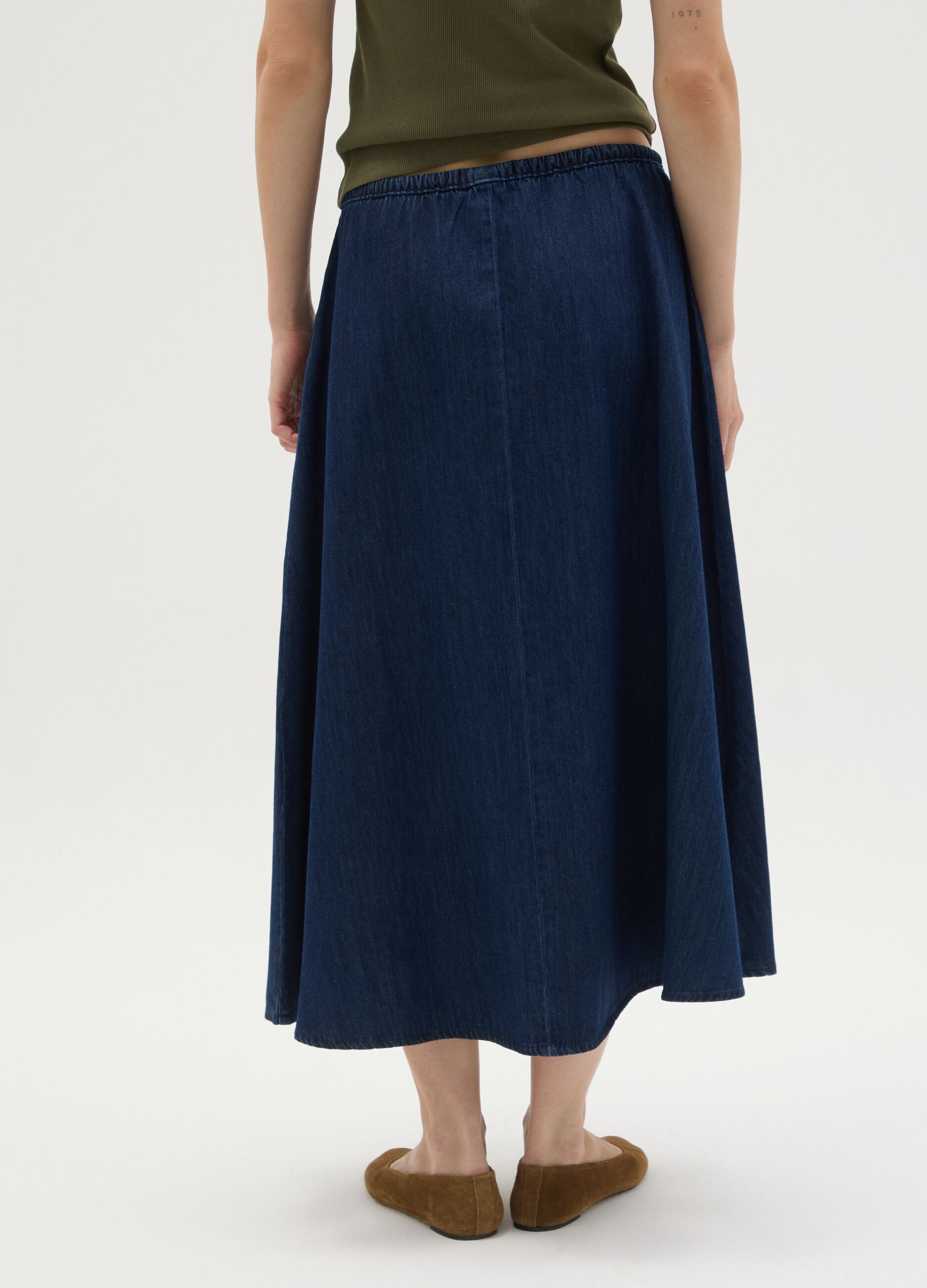 Women's long skirt in pure blue cotton regular fit