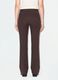 Pantaloni marroni flare in viscosa elasticizzata con fantasia gessata_2
