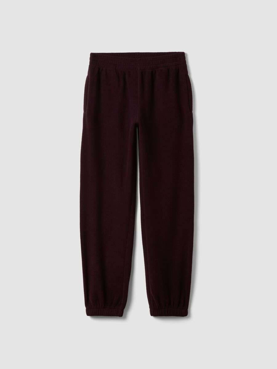 Purple regular-fit fleece jogger trousers with elasticated waist_0