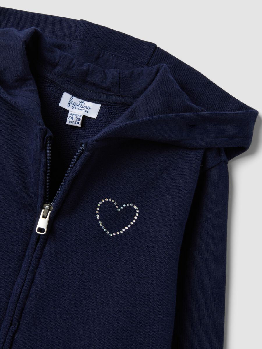 Blue hooded sweatshirt in pure organic cotton with star, regular fit for baby girl_3