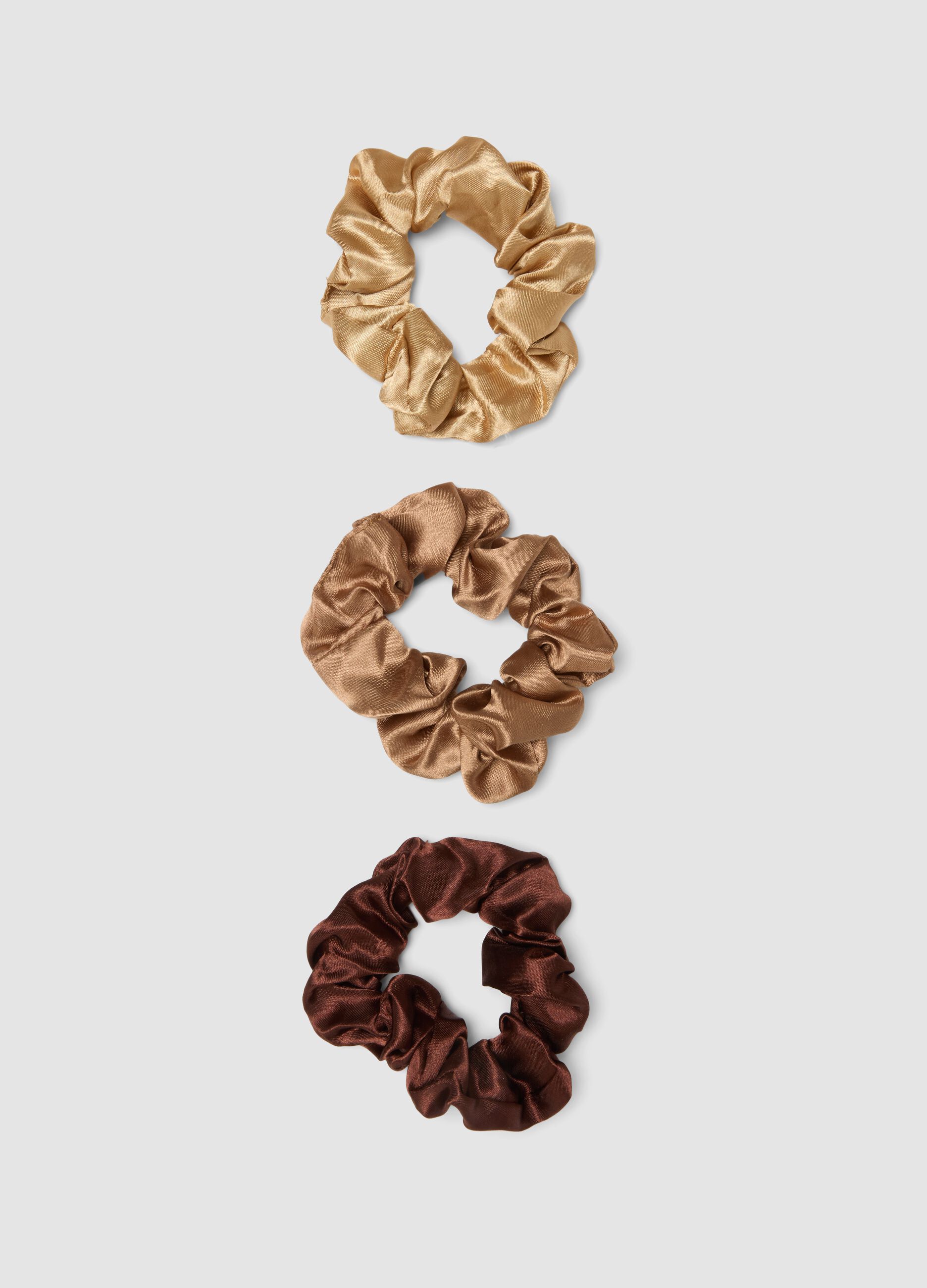 SINCERELY HAIR ربطات شعر ساتان مقاس متوسط، 3 قطع، موكا