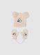 Beige stretchy fabric set with Minnie-themed hat and mittens_0