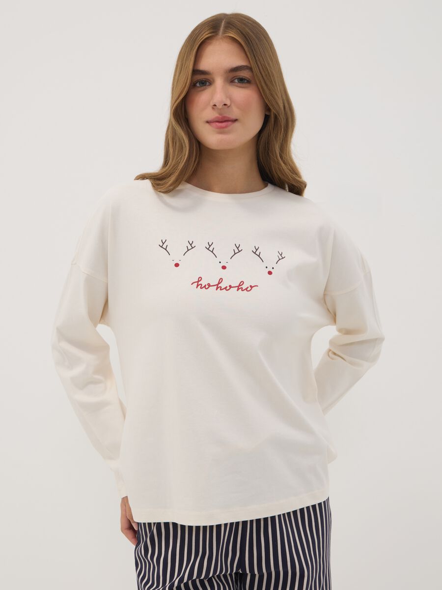 Black organic cotton crew-neck pyjamas_1
