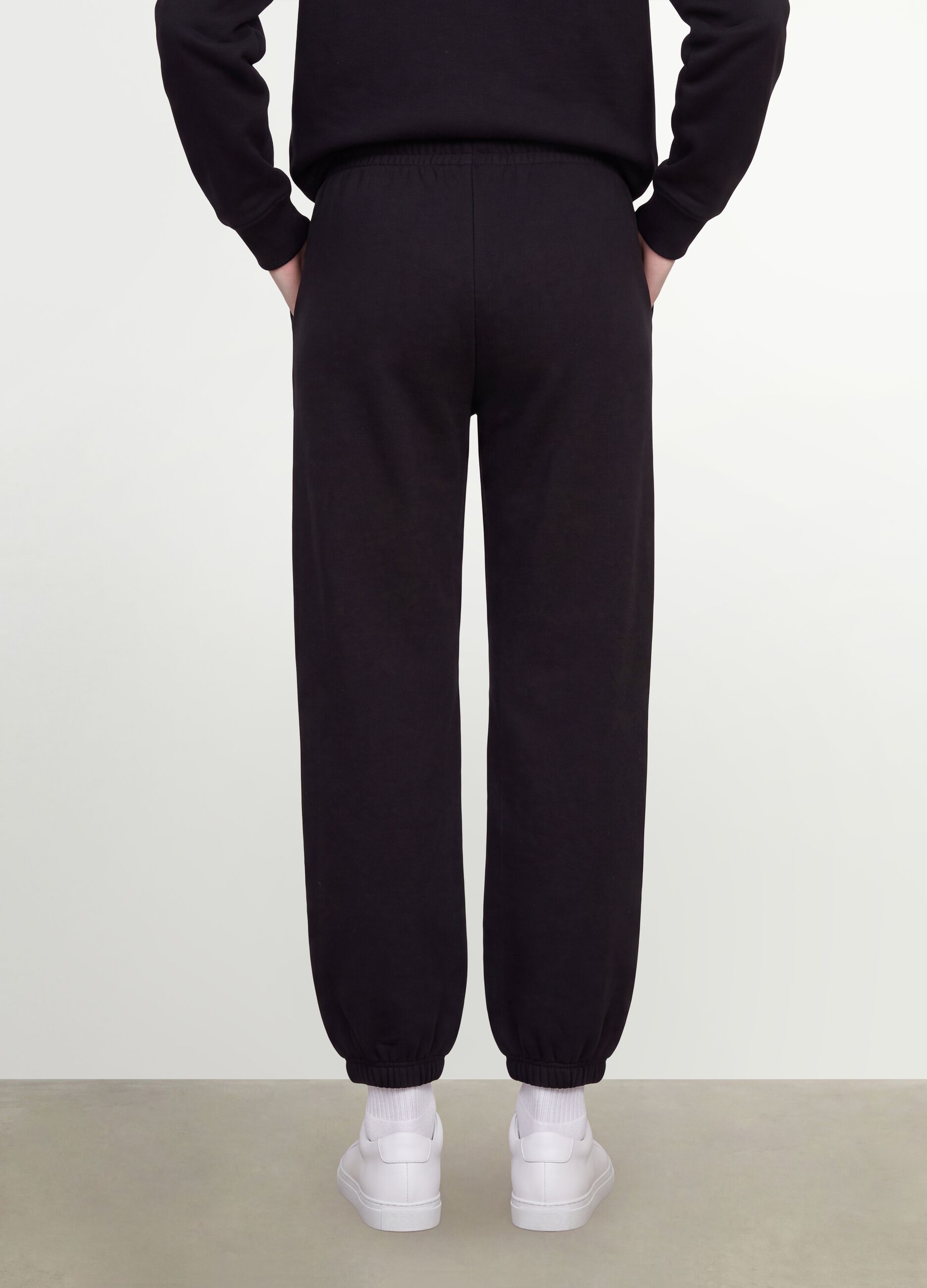 Black cotton-blend joggers with elasticated waist, regular fit