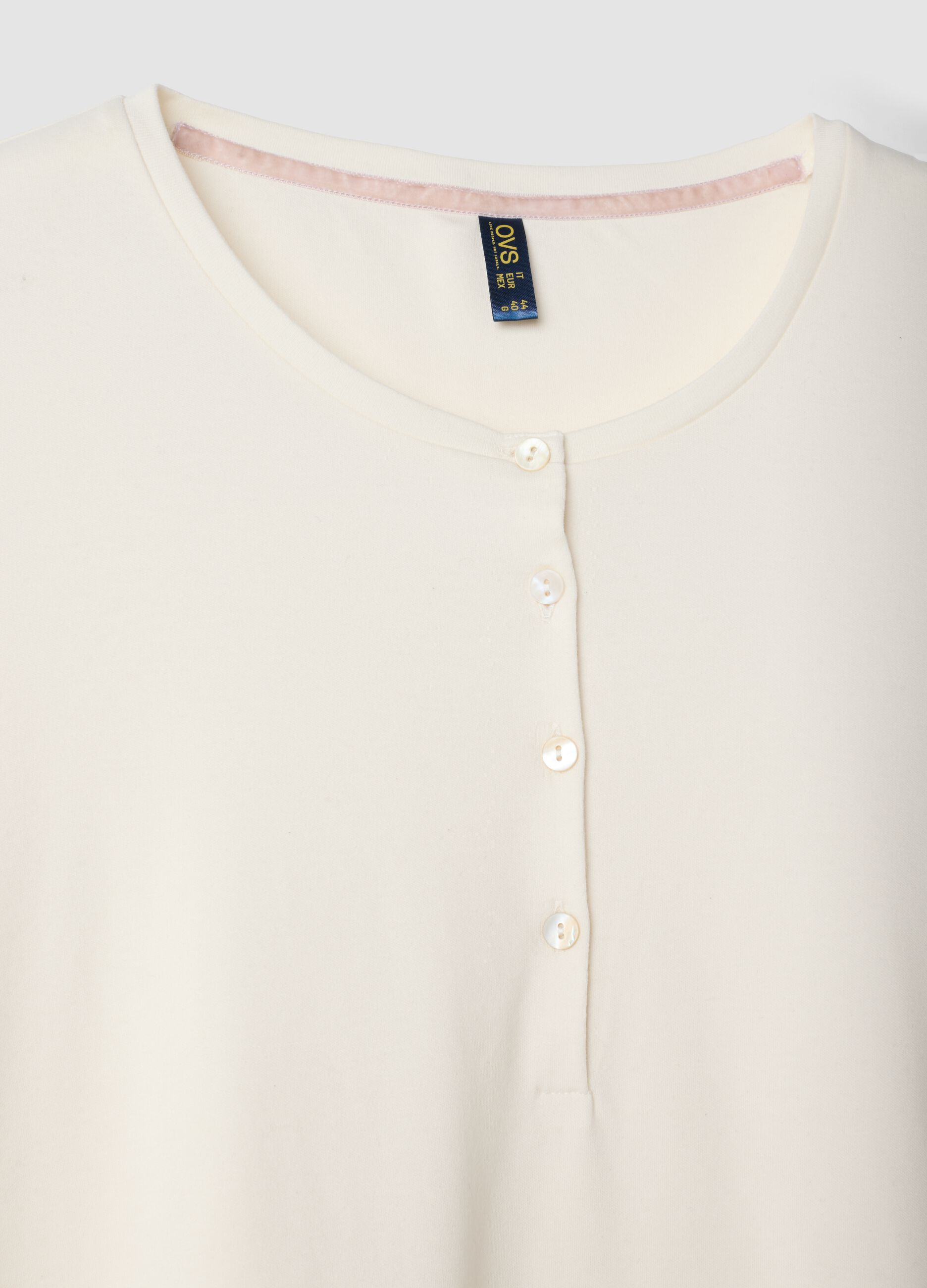 White pure organic cotton pyjamas with crew neck, regular fit