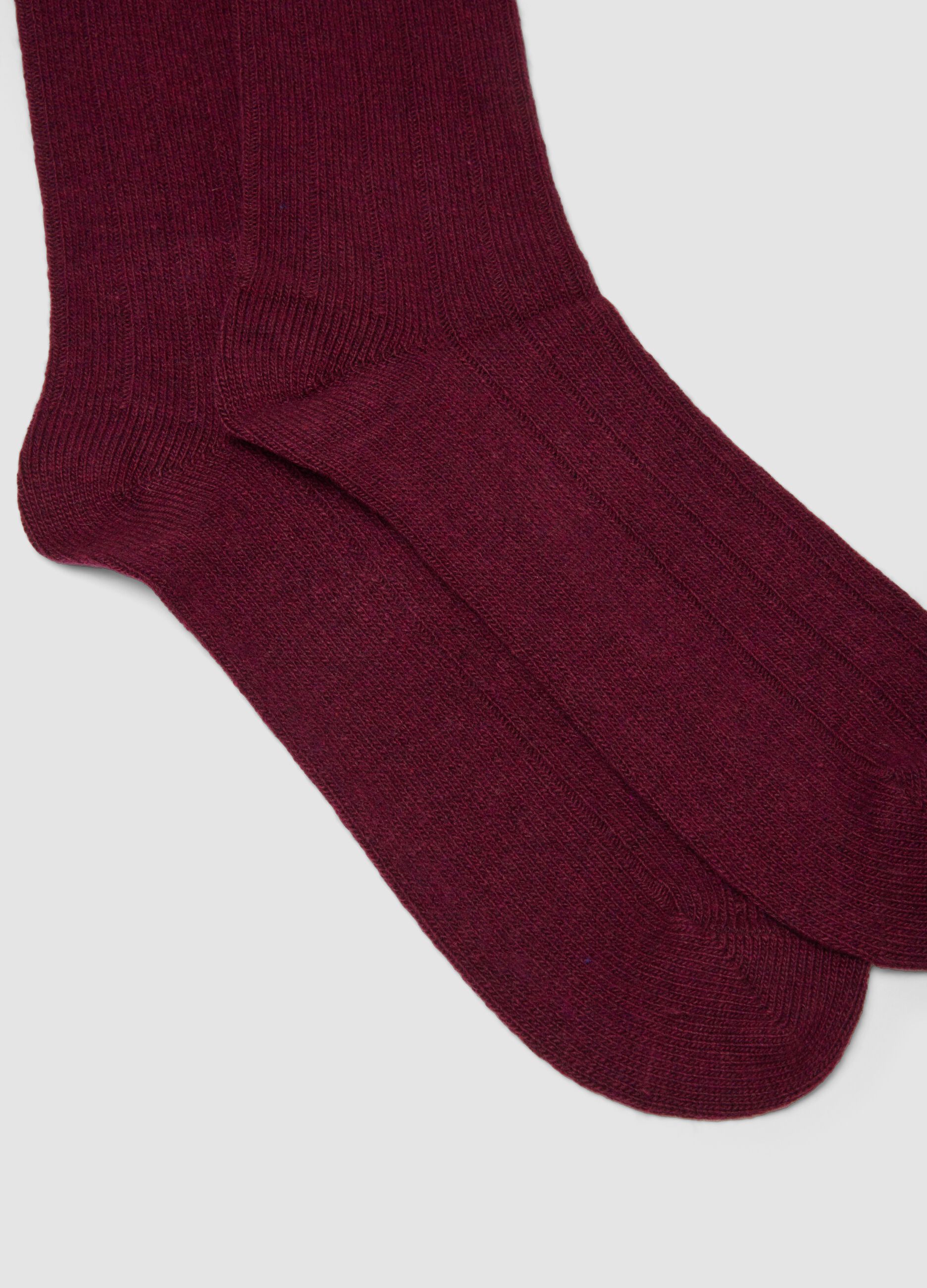 Calze midi rosse in lana, viscosa e cashmere elasticizzati