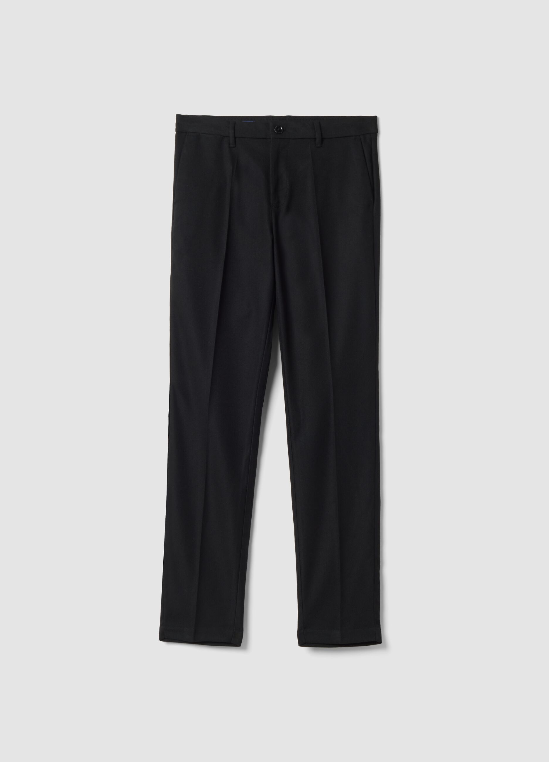 Black slim-fit stretch viscose chino trousers