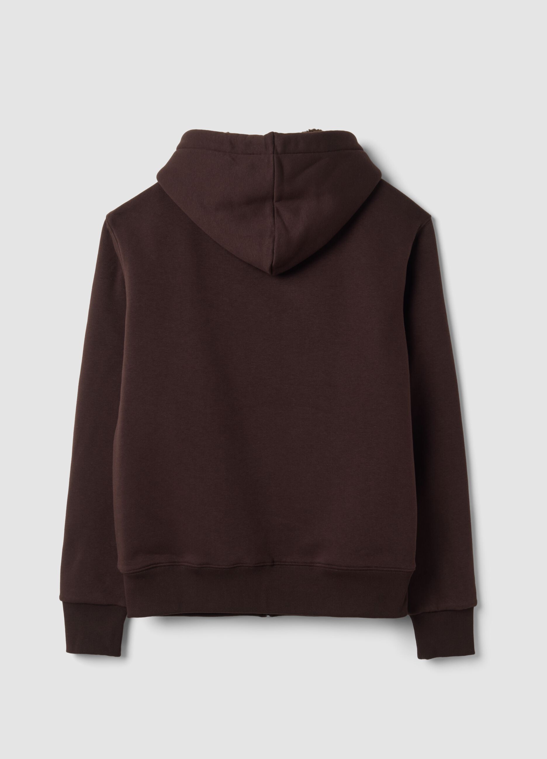 Felpa marrone in misto cotone fleece con cappuccio regular fit