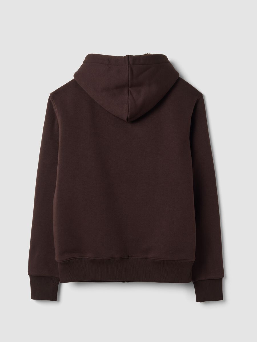 Brown cotton-blend fleece hoodie, regular fit_1