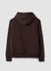 Felpa marrone in misto cotone fleece con cappuccio regular fit_1