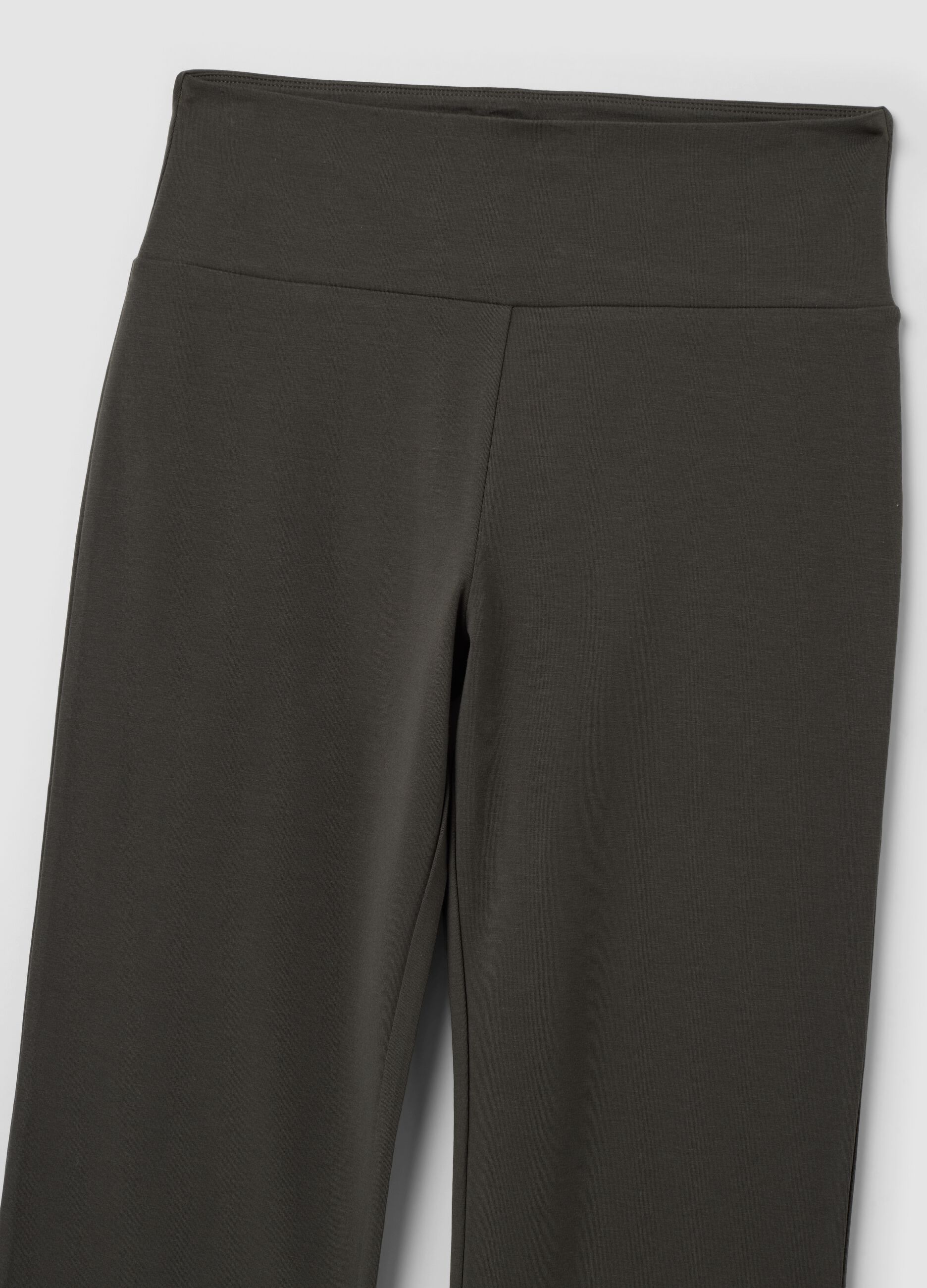 Grey stretch cotton flared trousers