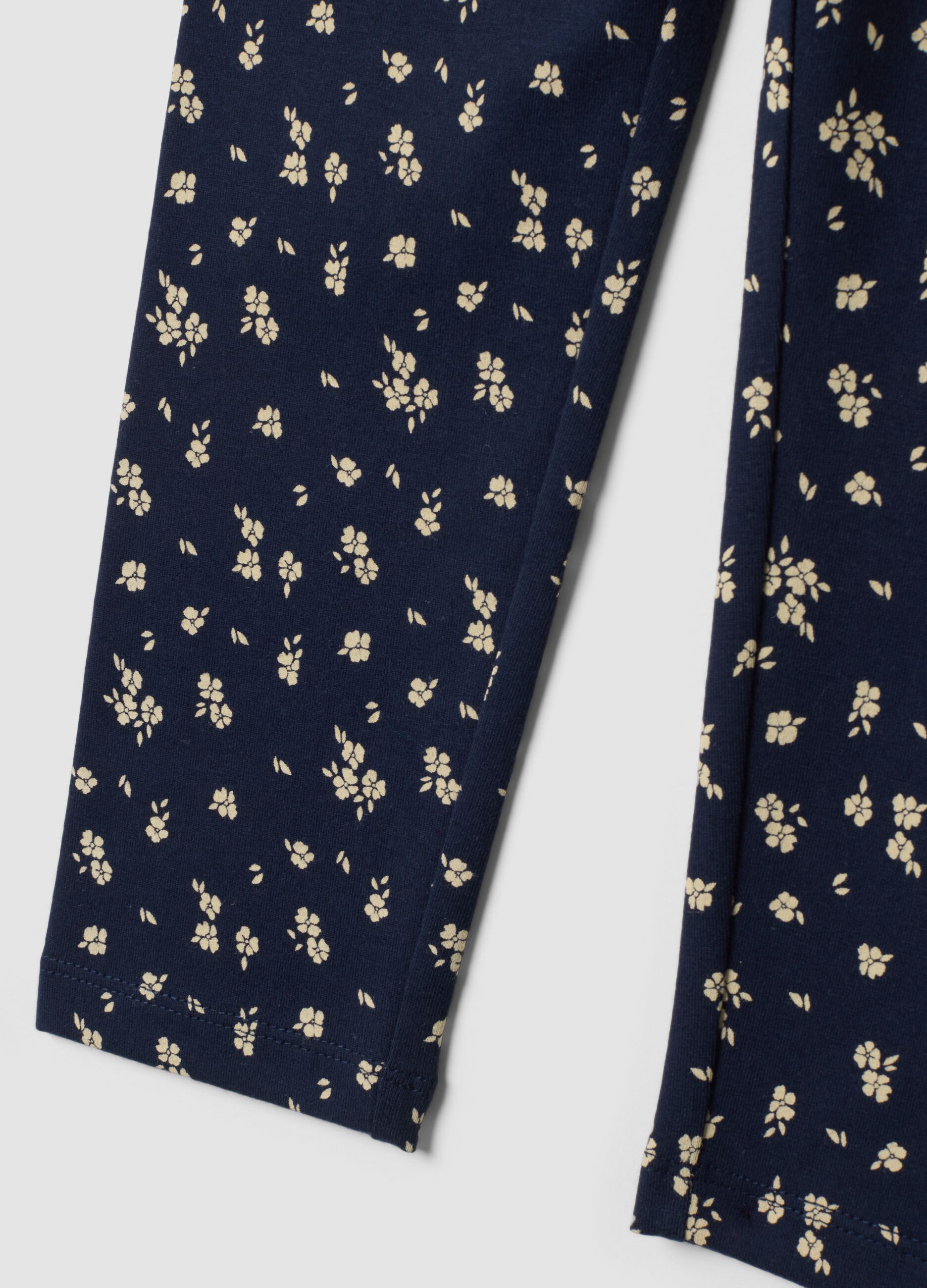 Blue floral stretch organic cotton leggings